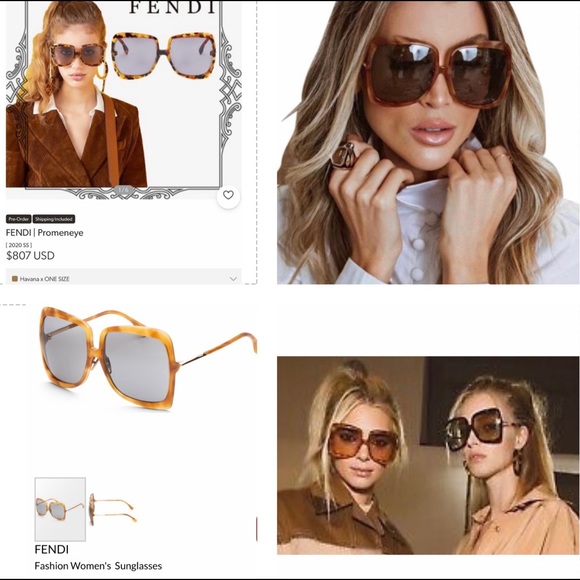 2 FENDI RUNWAY OVERSIZED SUNGLASSES IN 2 SHADES WORN ON CELEBS, ARIANA & KHLOE - Picture 14 of 16